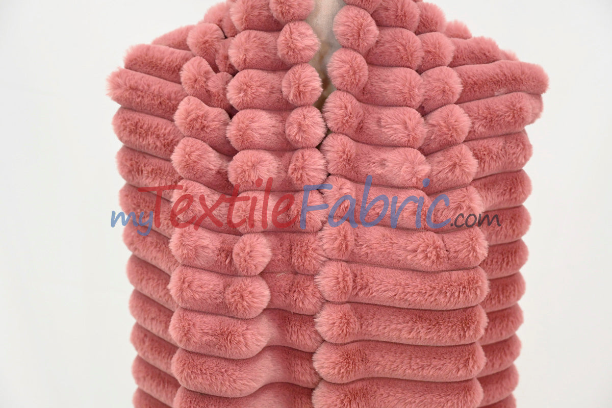 Striped Rabbit Fur Fabric by the Yard | Ultra-Soft Plush Faux Fur | 64/66” Wide | Available in Multiple Colors