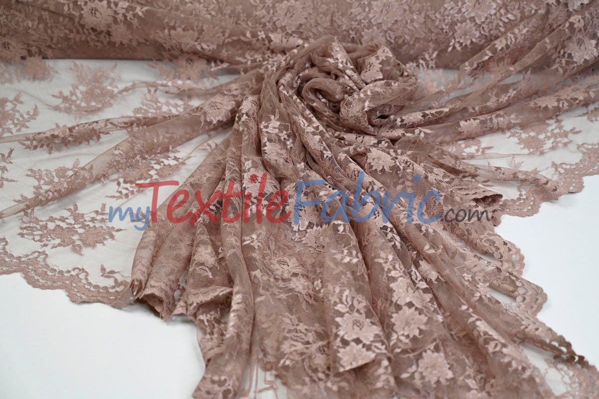 Chantilly Lace Fabric | 52” Wide | Elegant Floral Lace for Bridal & Formalwear
