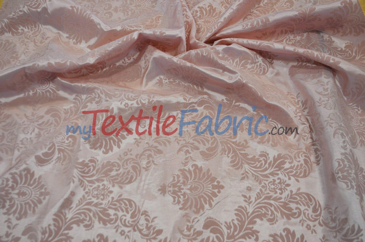 Damask Flocking Taffeta | Flocking Velvet Damask on Taffeta Fabric | 60" Wide | Curtains, Apparel, Cosplay, Costume, Decor | Fabric mytextilefabric Yards Blush Pink