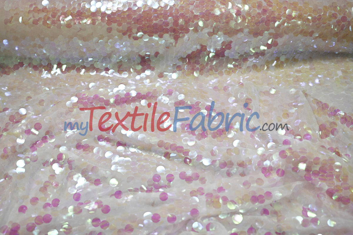 Fish Scale Paillette Sequins Fabric | 9mm Sequins Fabric | 52" Wide | Multiple Colors |