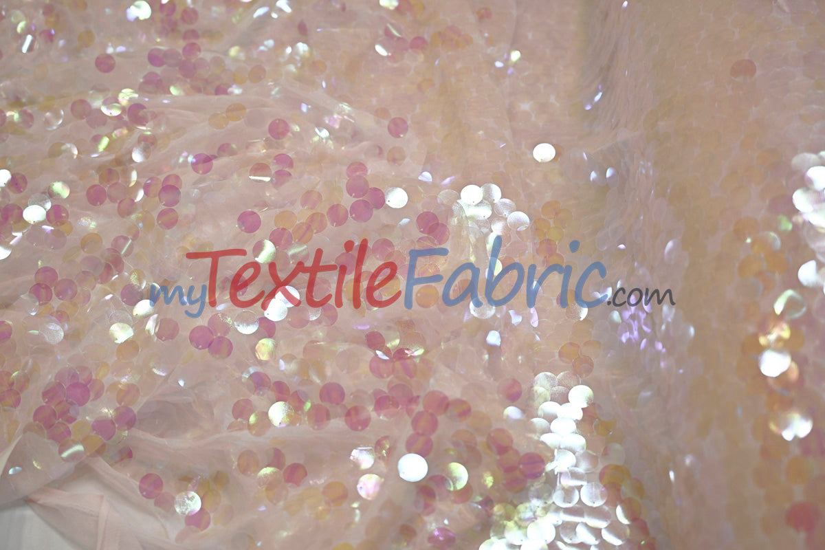 Fish Scale Paillette Sequins Fabric | 9mm Sequins Fabric | 52" Wide | Multiple Colors |