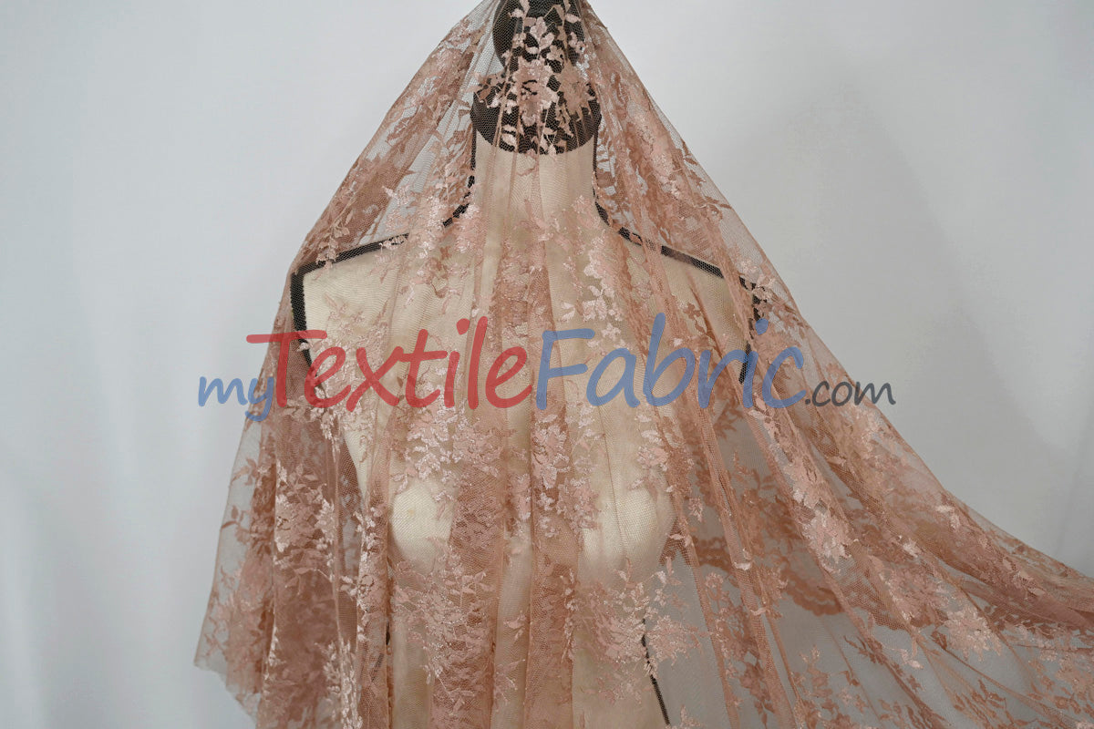 Chantilly Lace Fabric | 52” Wide | Elegant Floral Lace for Bridal & Formalwear