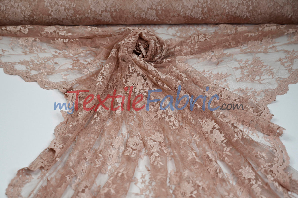 Chantilly Lace Fabric | 52” Wide | Elegant Floral Lace for Bridal & Formalwear