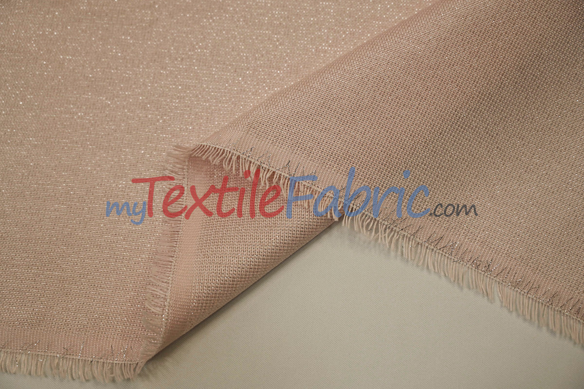 Metallic Vintage Linen Fabric | Imitation Burlap with Metallic Foil | 60" Wide | Washable Burlap Fabric for Decor |