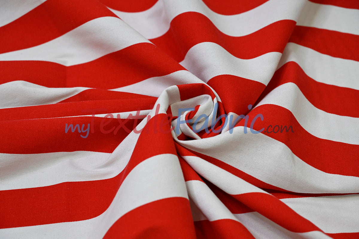 10 Oz 100% Cotton Canvas 2" Stripe | Outdoor Fabric | 60" Wide | Multiple Colors |