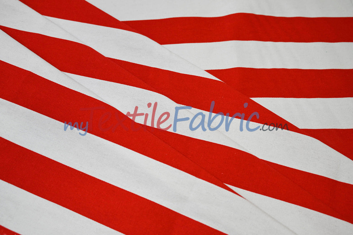 10 Oz 100% Cotton Canvas 2" Stripe | Outdoor Fabric | 60" Wide | Multiple Colors |