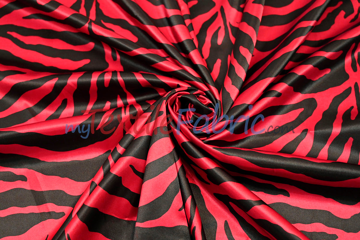 Animal Zebra Satin Fabric | Soft Satin Zebra Charmeuse Fabric | 60" Wide | Multiple Colors |