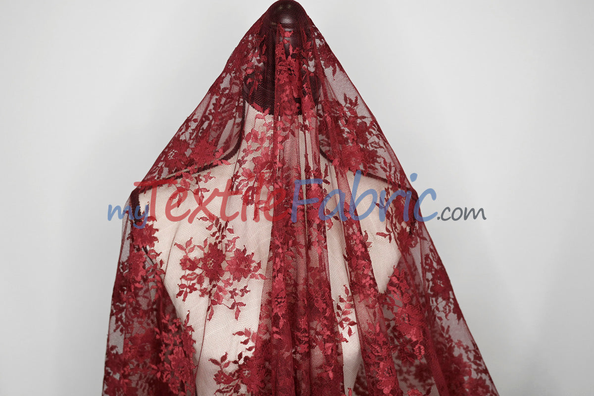 Chantilly Lace Fabric | 52” Wide | Elegant Floral Lace for Bridal & Formalwear