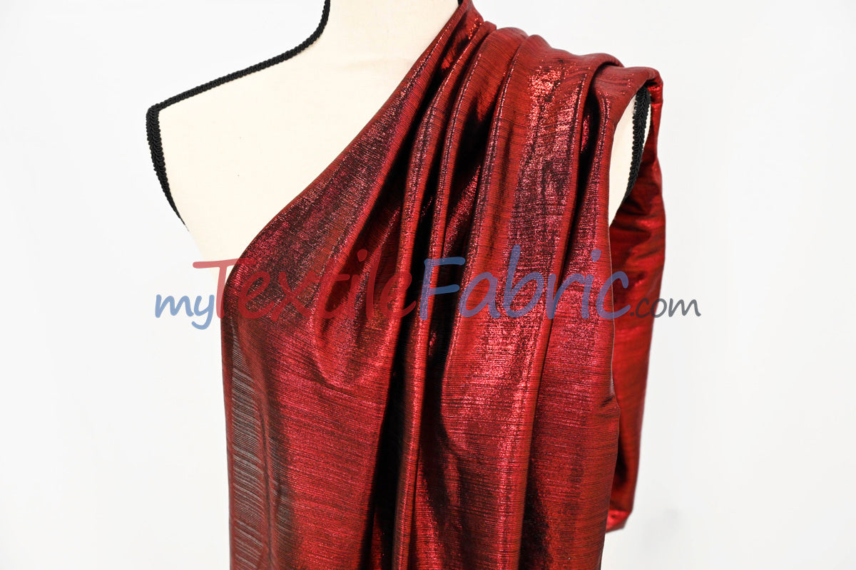 Metallic Stretch Slinky Fabric by the Yard | 58” Wide | 2 Way Stretch | Multiple Colors