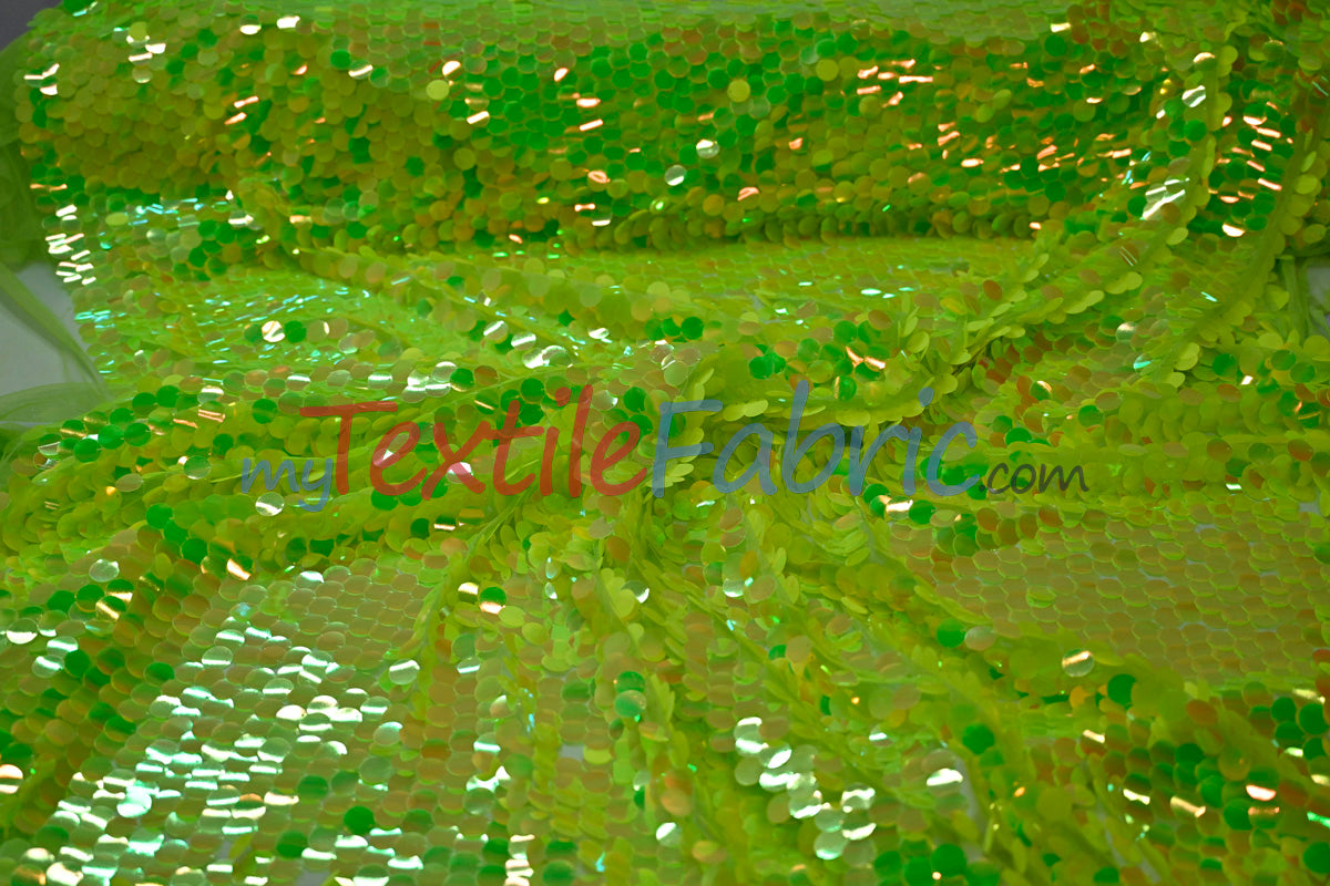 Fish Scale Paillette Sequins Fabric | 9mm Sequins Fabric | 52" Wide | Multiple Colors |