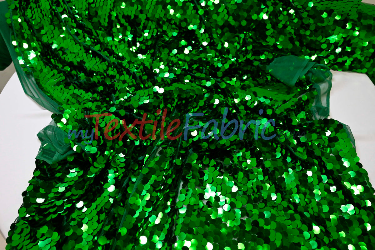 Fish Scale Paillette Sequins Fabric | 9mm Sequins Fabric | 52" Wide | Multiple Colors |