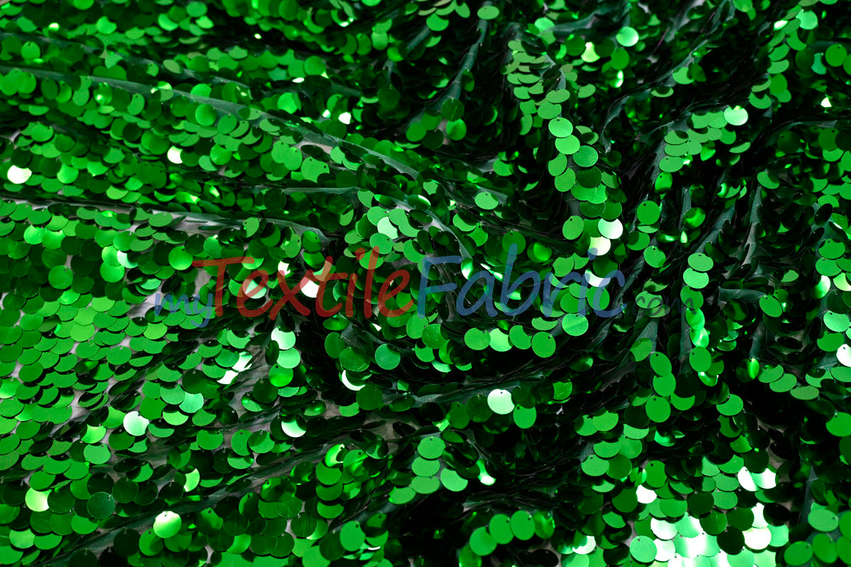 Fish Scale Paillette Sequins Fabric | 9mm Sequins Fabric | 52" Wide | Multiple Colors |