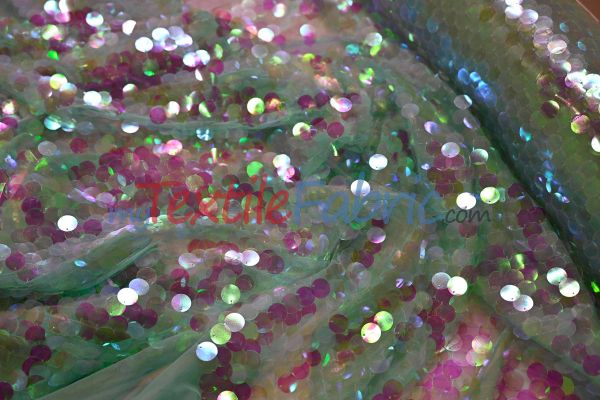 Fish Scale Paillette Sequins Fabric | 9mm Sequins Fabric | 52" Wide | Multiple Colors |