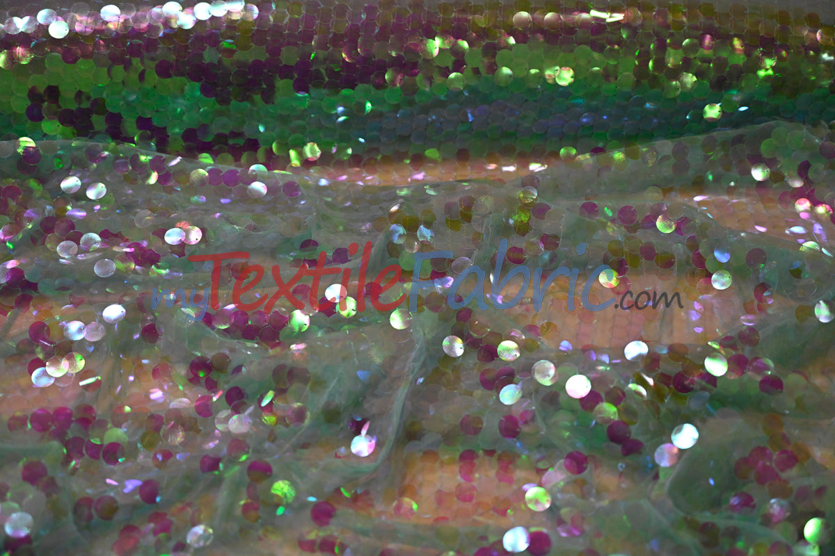 Fish Scale Paillette Sequins Fabric | 9mm Sequins Fabric | 52" Wide | Multiple Colors |