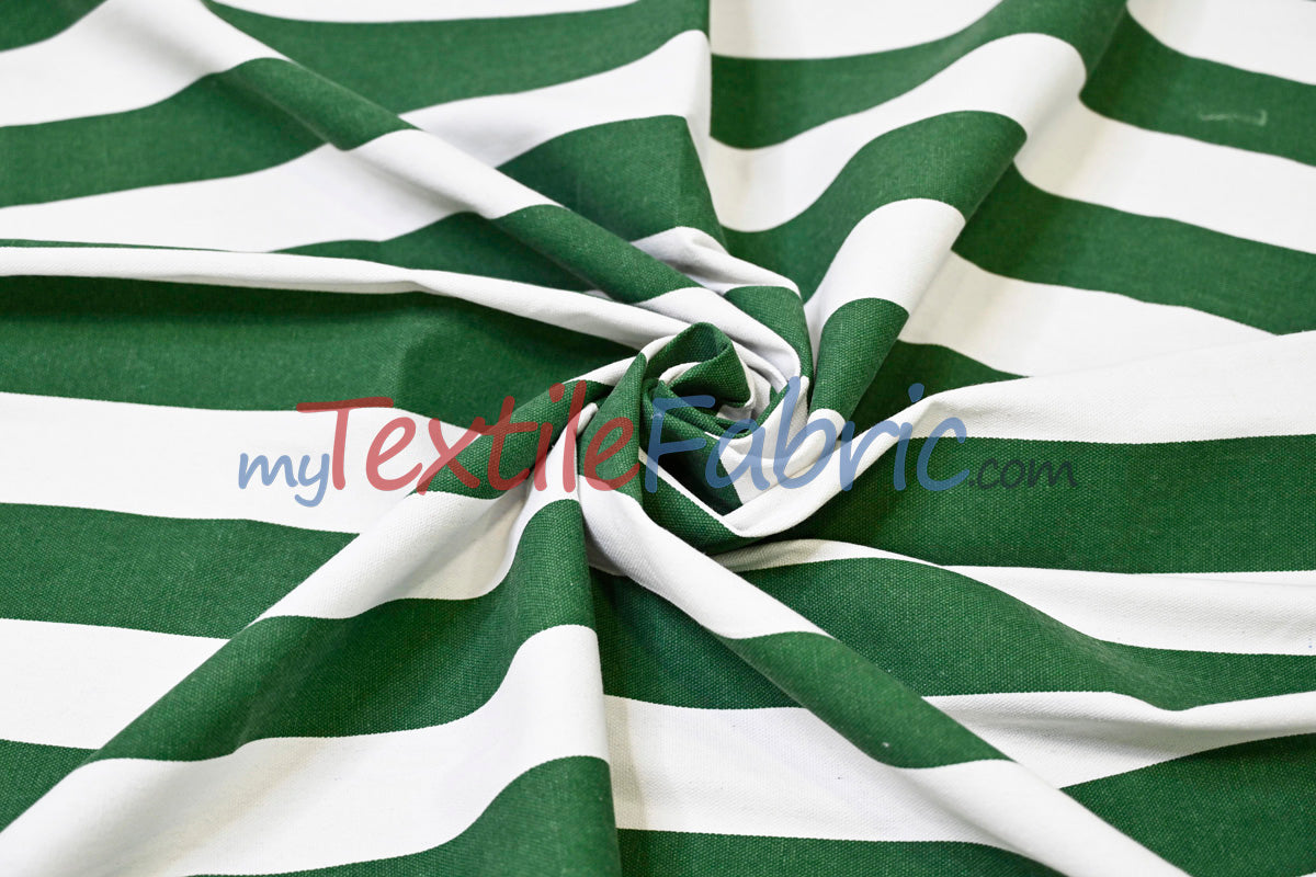 10 Oz 100% Cotton Canvas 2" Stripe | Outdoor Fabric | 60" Wide | Multiple Colors |
