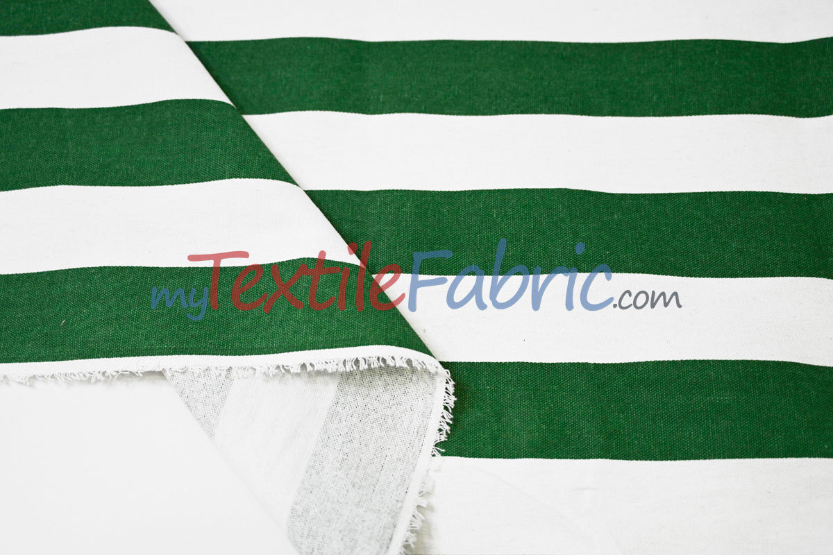 10 Oz 100% Cotton Canvas 2" Stripe | Outdoor Fabric | 60" Wide | Multiple Colors |