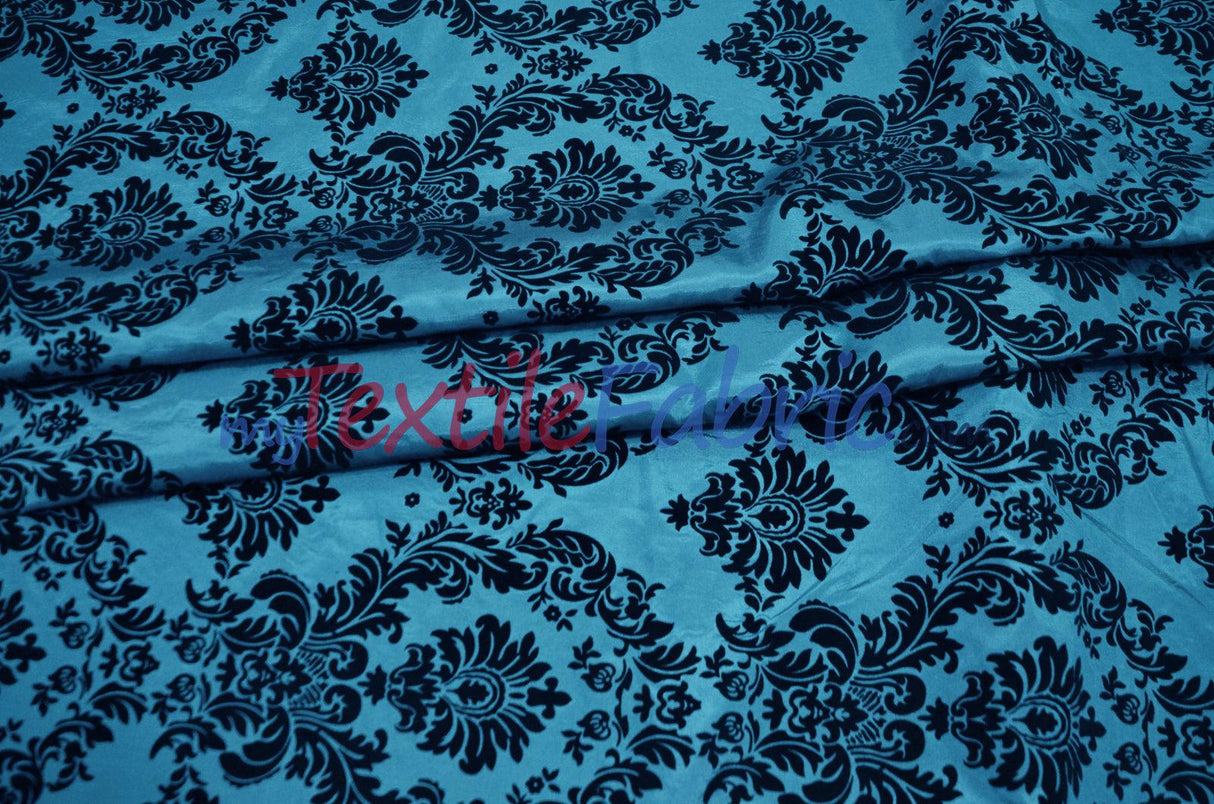 Damask Flocking Taffeta | Flocking Velvet Damask on Taffeta Fabric | 60" Wide | Curtains, Apparel, Cosplay, Costume, Decor |