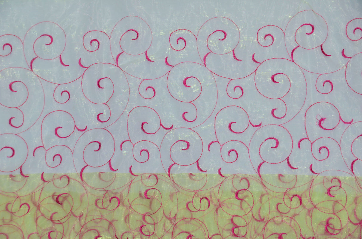 Swirl Organza Fabric | Embroidered Swirl Sheer | 54" Wide | Multiple Colors |