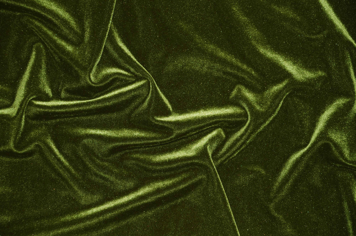 Soft and Plush Stretch Velvet Fabric | Stretch Velvet Spandex | 58" Wide | Spandex Velour for Apparel, Costume, Cosplay, Drapes | Fabric mytextilefabric Yards Medium Olive