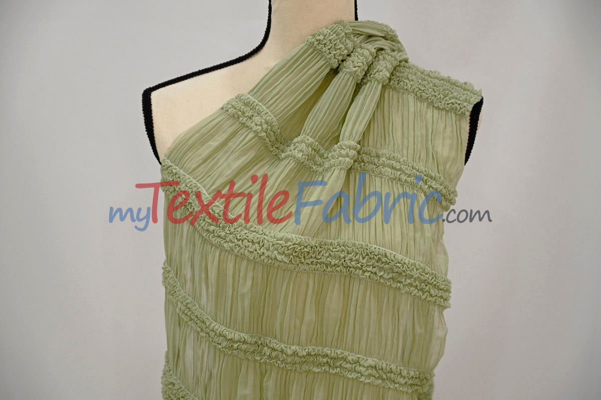 Pleated Ruffle Chiffon Fabric | Lightweight Texture | 100% Polyester | 44/46" Wide