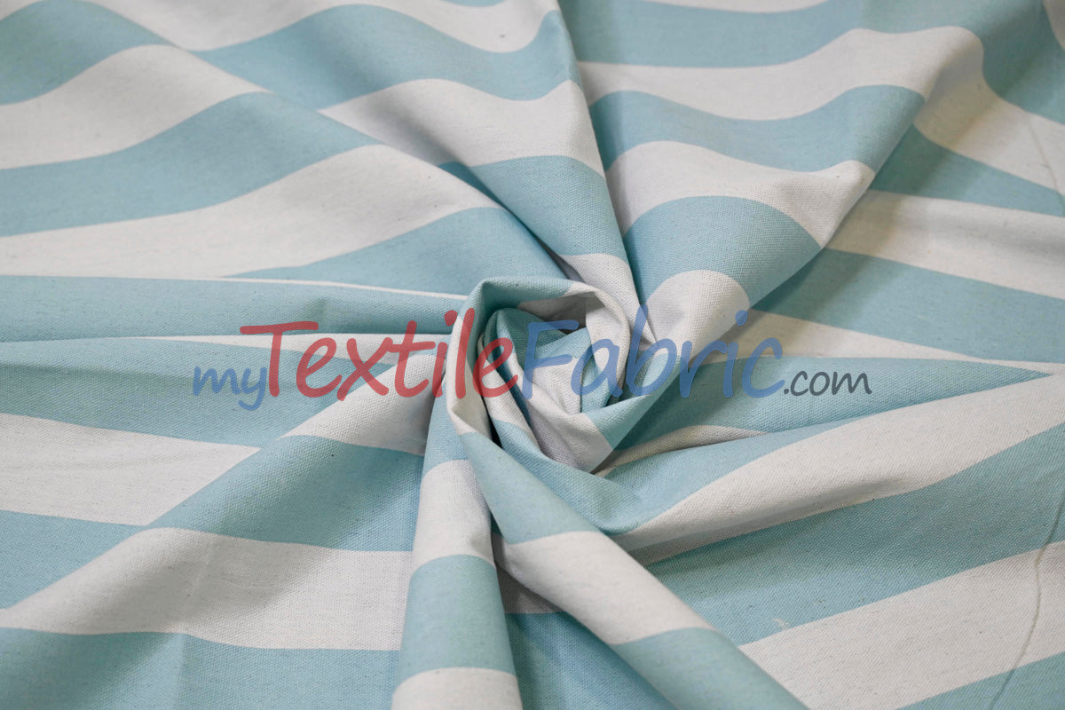 10 Oz 100% Cotton Canvas 2" Stripe | Outdoor Fabric | 60" Wide | Multiple Colors |