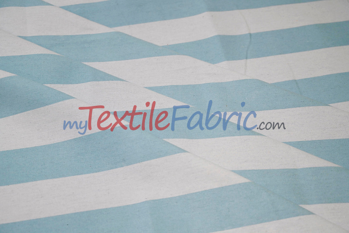 10 Oz 100% Cotton Canvas 2" Stripe | Outdoor Fabric | 60" Wide | Multiple Colors |