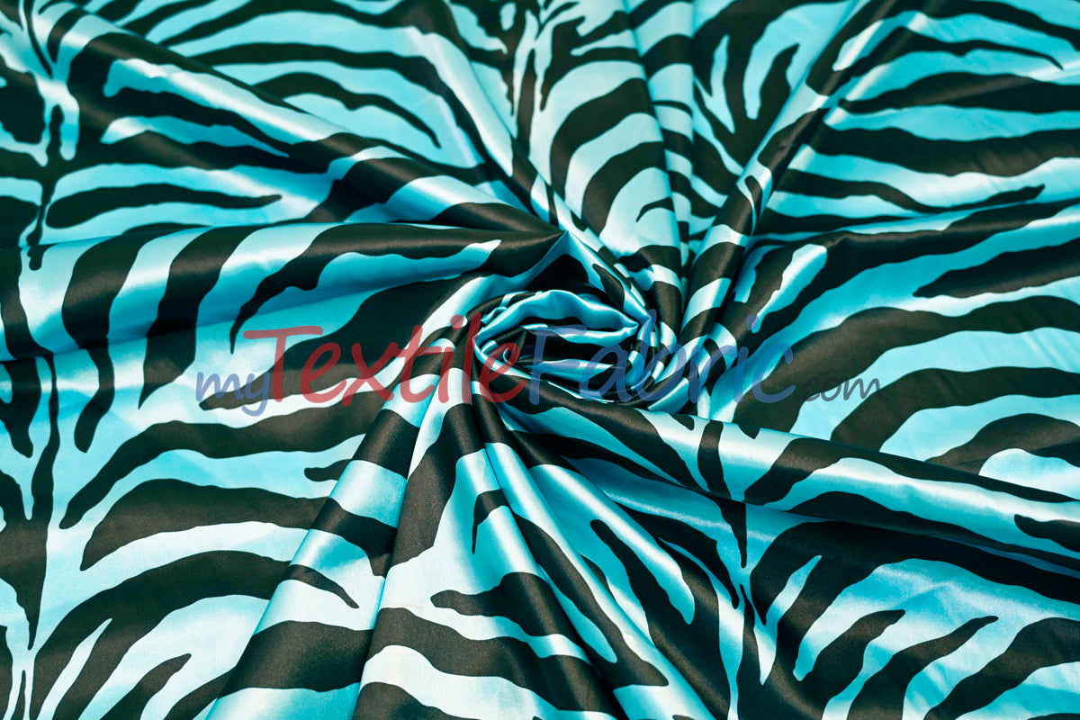 Animal Zebra Satin Fabric | Soft Satin Zebra Charmeuse Fabric | 60" Wide | Multiple Colors |