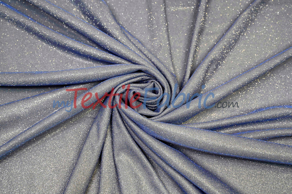 Stretch Glimmer Knit Fabric | 2 Way Stretch | 56" Wide | Metallic Glitter Spandex Knit Fabric |