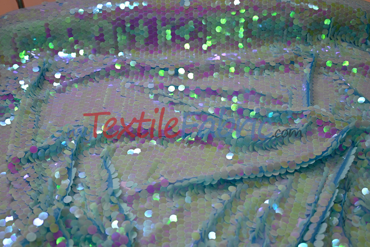 Fish Scale Paillette Sequins Fabric | 9mm Sequins Fabric | 52" Wide | Multiple Colors |