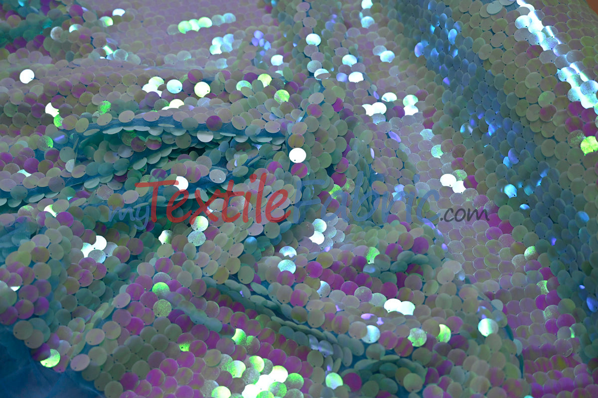 Fish Scale Paillette Sequins Fabric | 9mm Sequins Fabric | 52" Wide | Multiple Colors |
