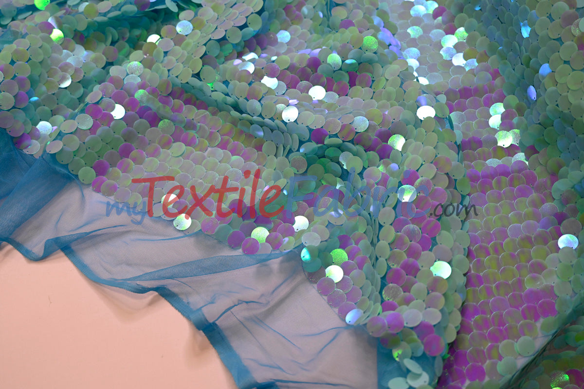 Fish Scale Paillette Sequins Fabric | 9mm Sequins Fabric | 52" Wide | Multiple Colors |