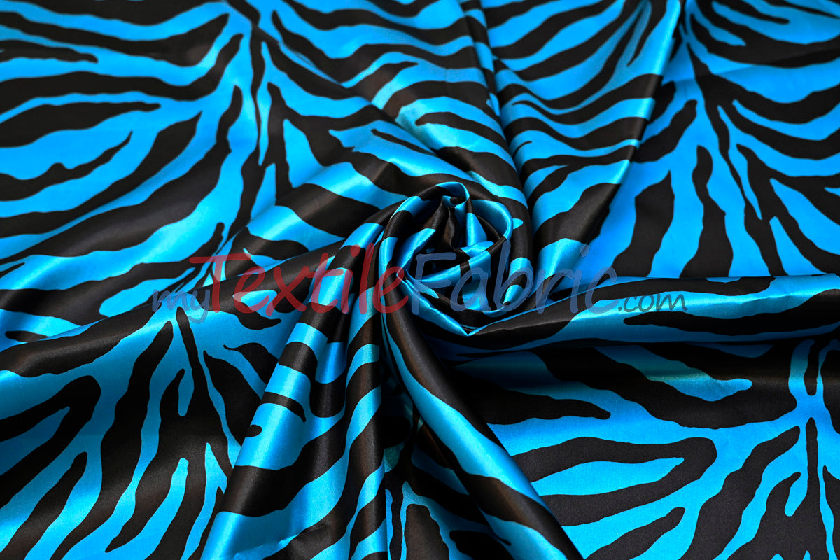 Animal Zebra Satin Fabric | Soft Satin Zebra Charmeuse Fabric | 60" Wide | Multiple Colors |