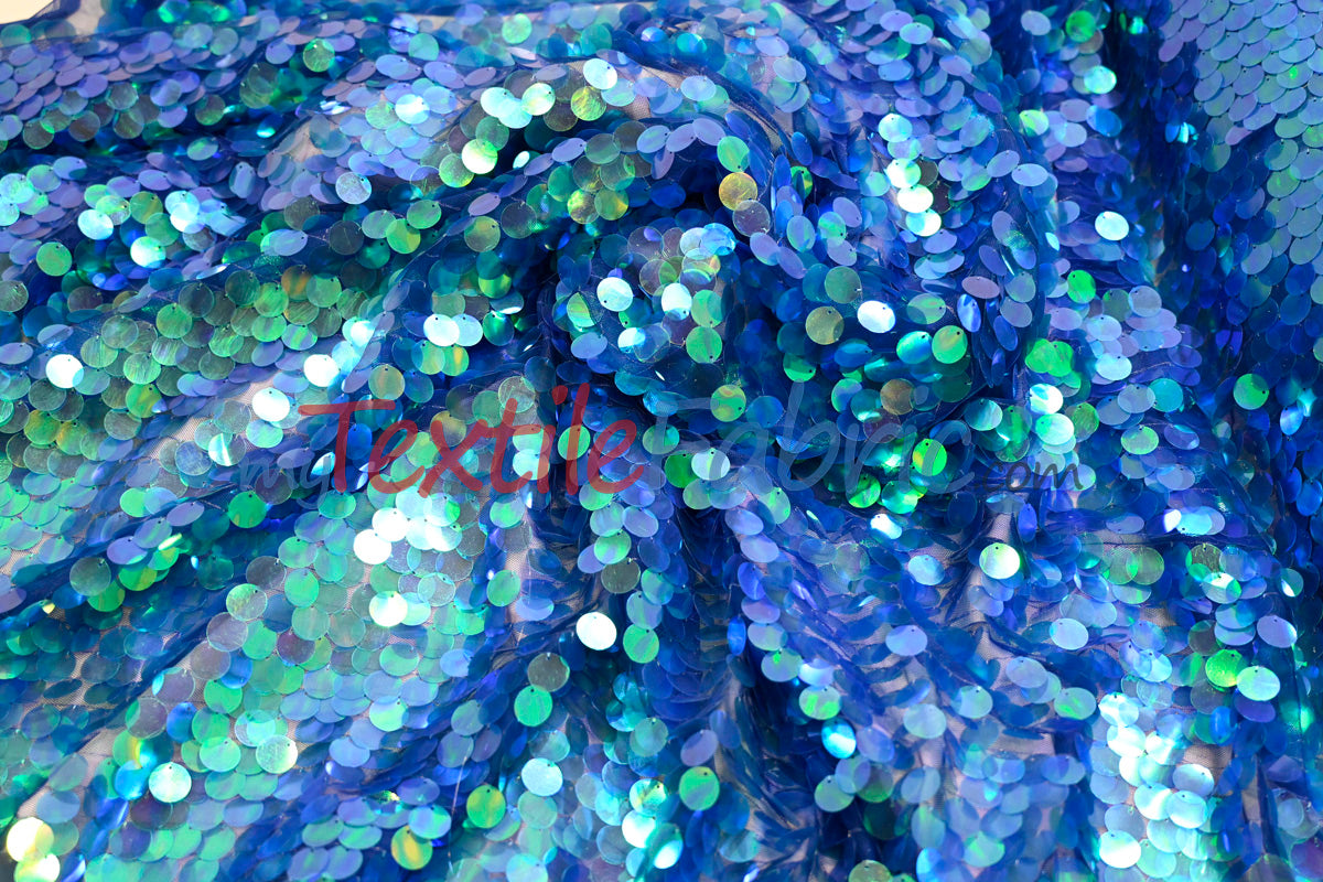 Fish Scale Paillette Sequins Fabric | 9mm Sequins Fabric | 52" Wide | Multiple Colors |