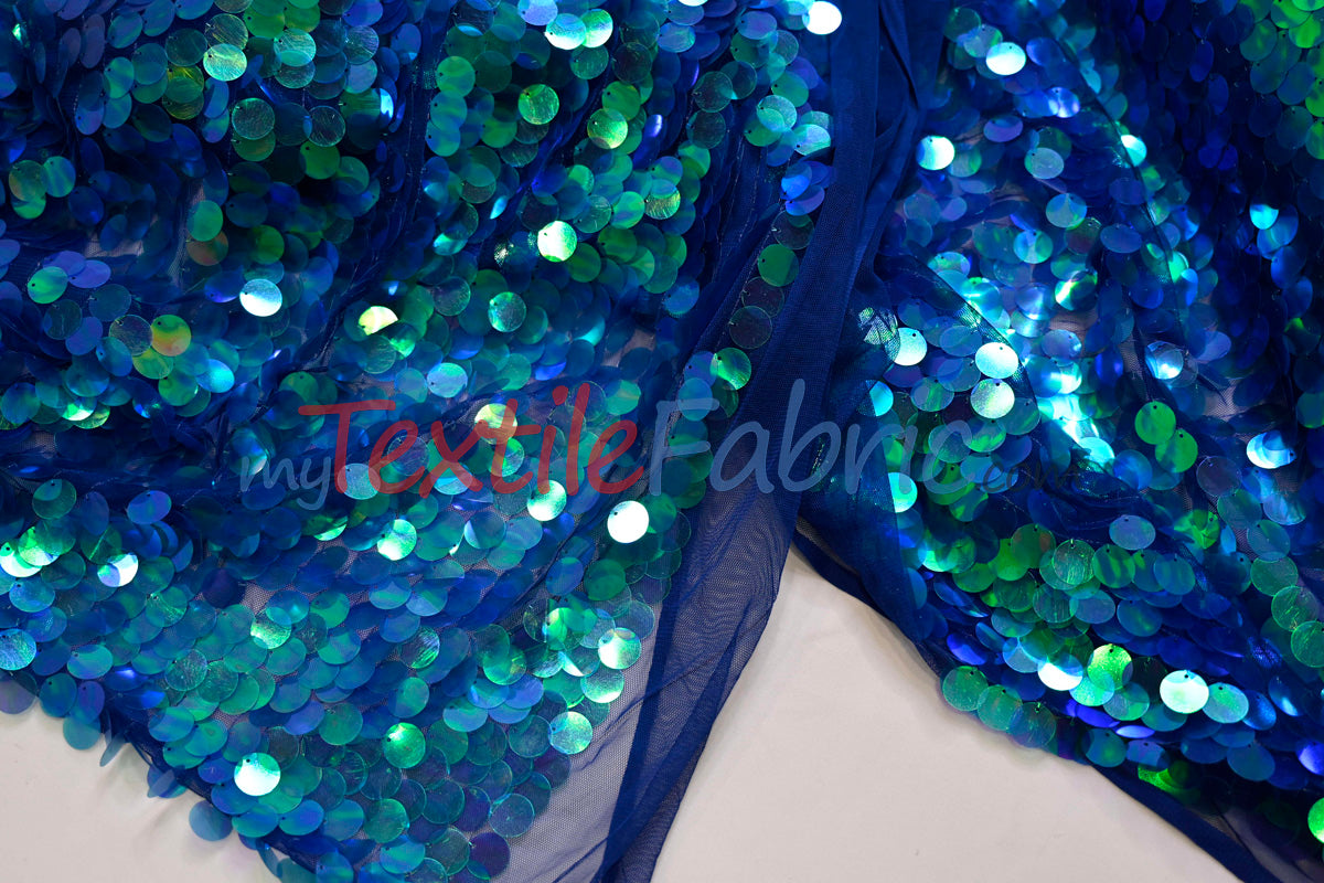 Fish Scale Paillette Sequins Fabric | 9mm Sequins Fabric | 52" Wide | Multiple Colors |