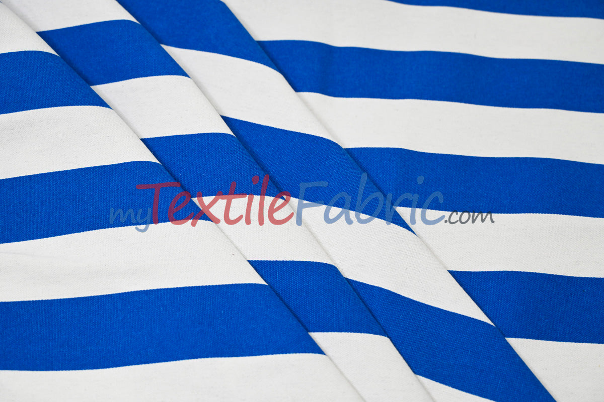 10 Oz 100% Cotton Canvas 2" Stripe | Outdoor Fabric | 60" Wide | Multiple Colors |