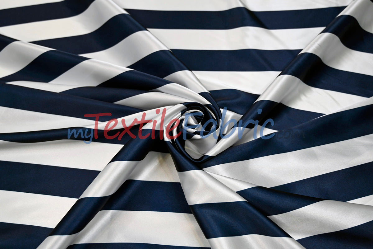 2" Stripe Satin Fabric | Soft Satin Stripe Charmeuse Fabric | 60" Wide | Multiple Colors |