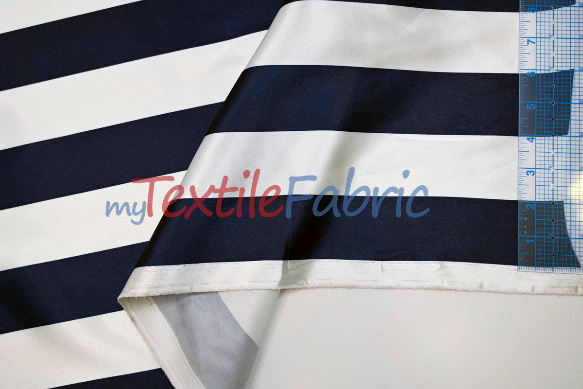 2" Stripe Satin Fabric | Soft Satin Stripe Charmeuse Fabric | 60" Wide | Multiple Colors |
