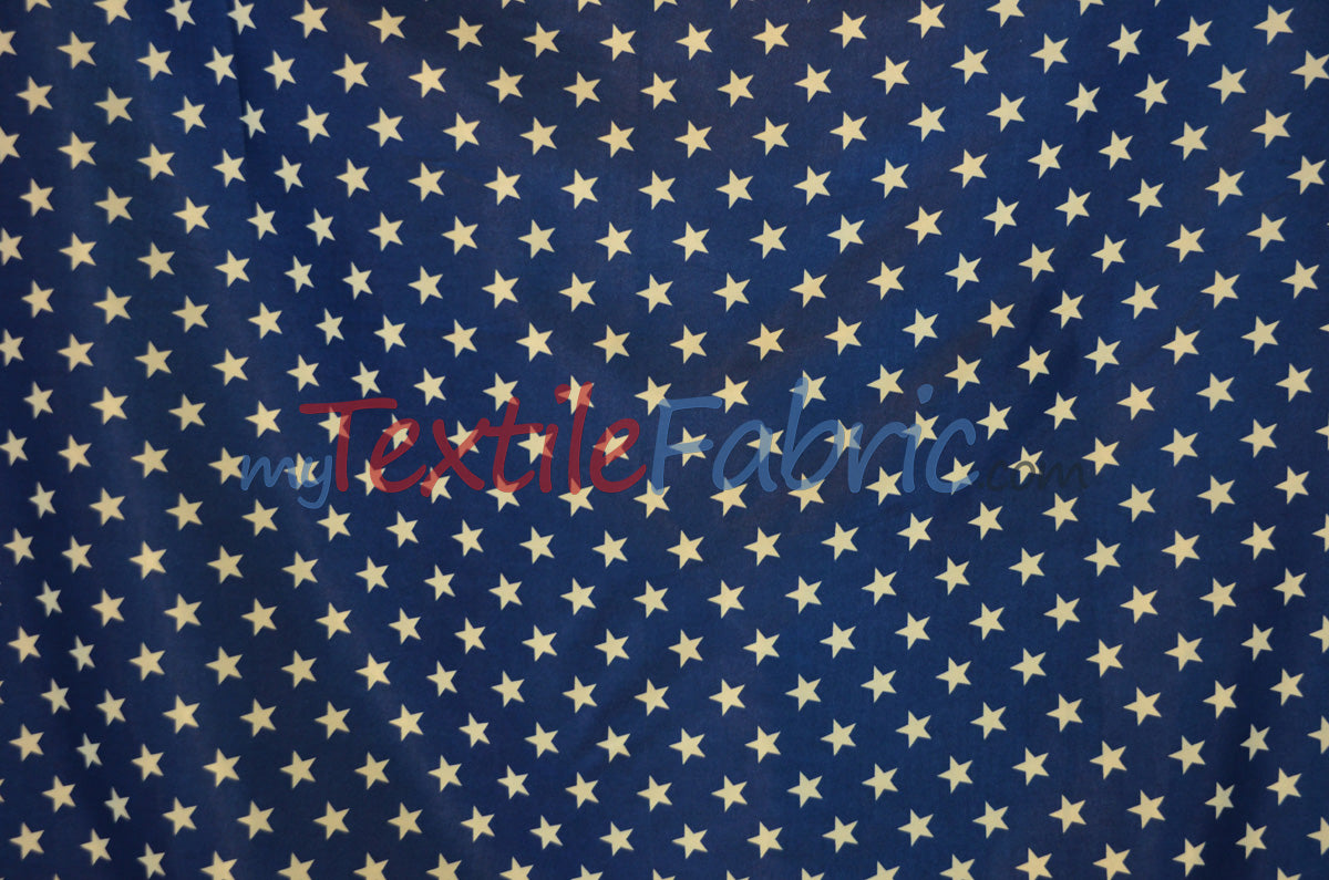 American Star Satin | American Flag in Red, Navy, and Blue Satin | Sold by the Yard x 60" Wide | Charmeuse Satin American Flag Print
