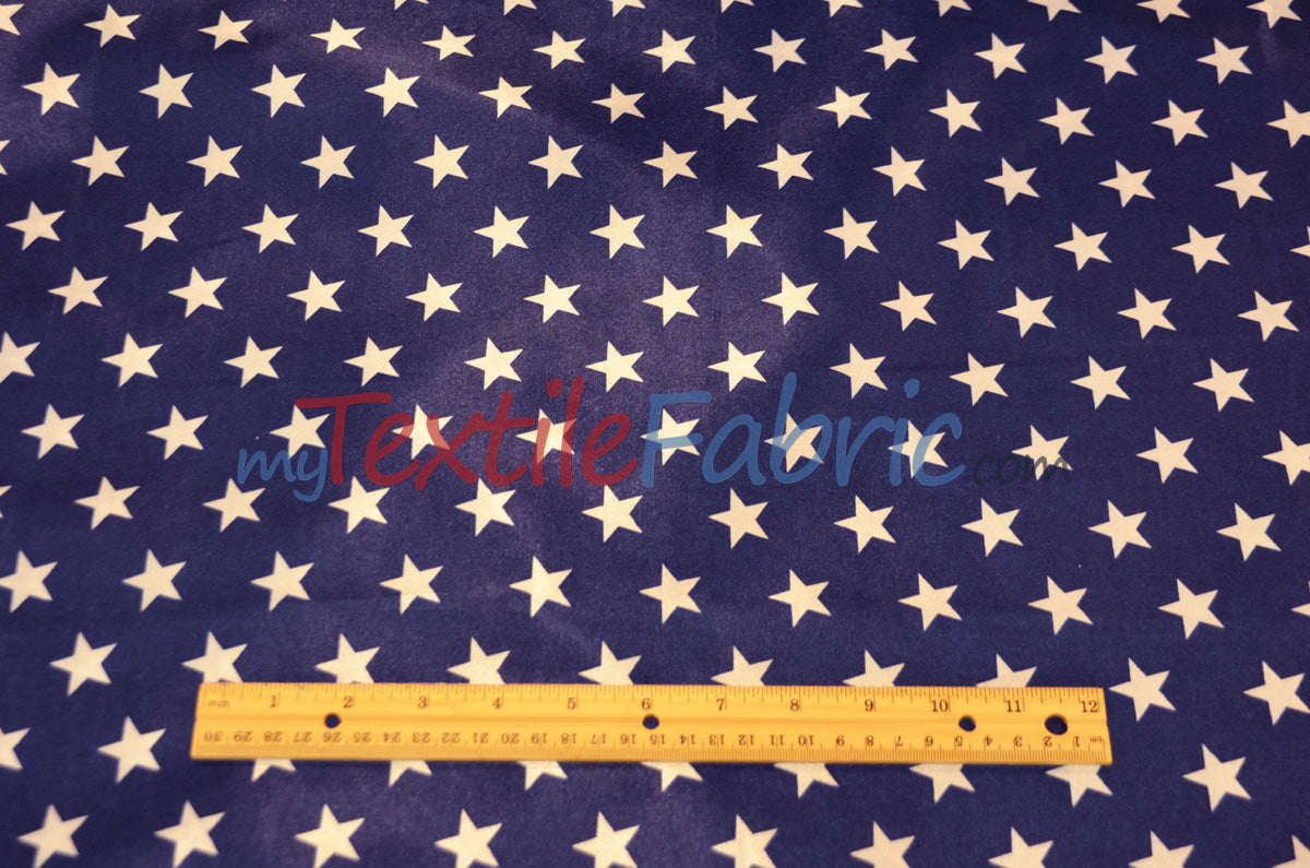 American Star Satin | American Flag in Red, Navy, and Blue Satin | Sold by the Yard x 60" Wide | Charmeuse Satin American Flag Print
