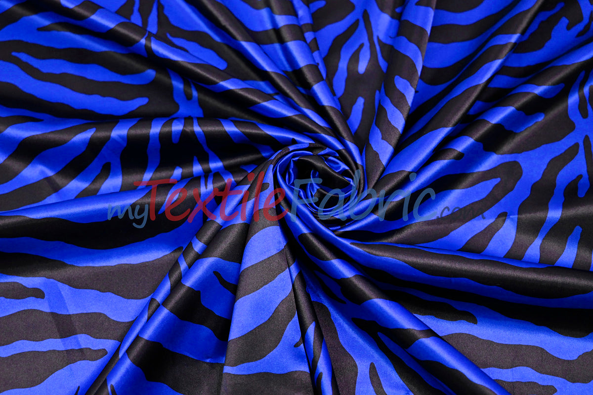 Animal Zebra Satin Fabric | Soft Satin Zebra Charmeuse Fabric | 60" Wide | Multiple Colors |