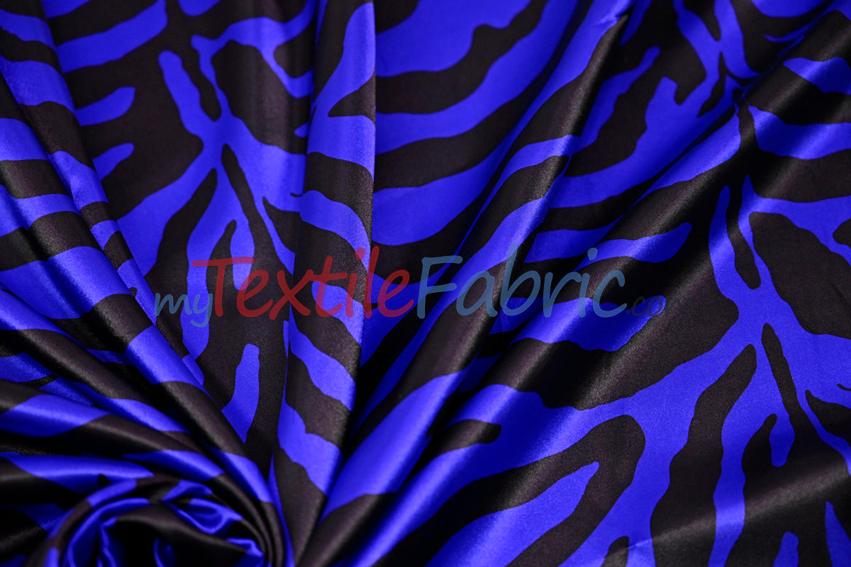 Animal Zebra Satin Fabric | Soft Satin Zebra Charmeuse Fabric | 60" Wide | Multiple Colors |
