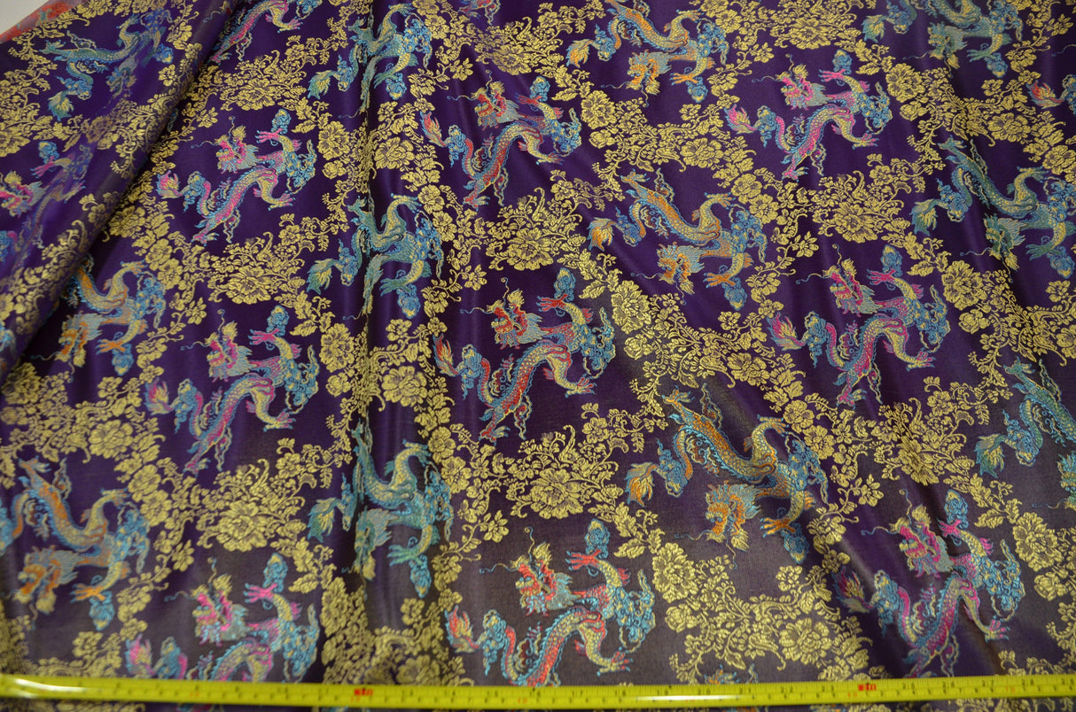 New Oriental Dragon Brocade | Chinese Oriental Dragon Brocade | 45" Wide | Chinese Brocade Fabric | Fabric mytextilefabric Yards Purple