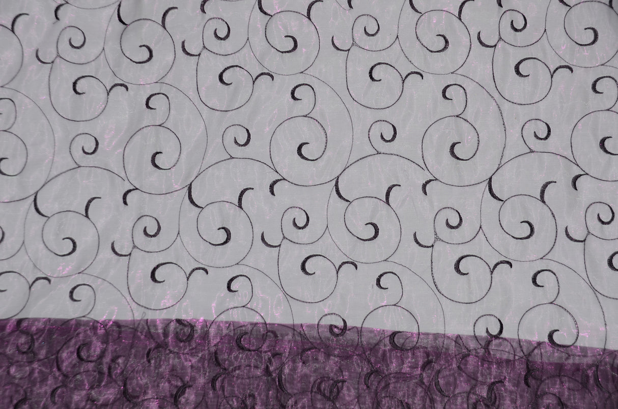 Swirl Organza Fabric | Embroidered Swirl Sheer | 54" Wide | Multiple Colors |