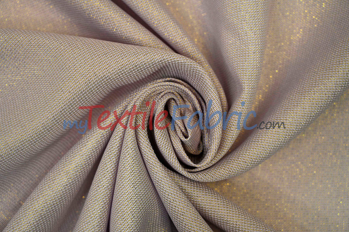 Metallic Vintage Linen Fabric | Imitation Burlap with Metallic Foil | 60" Wide | Washable Burlap Fabric for Decor |