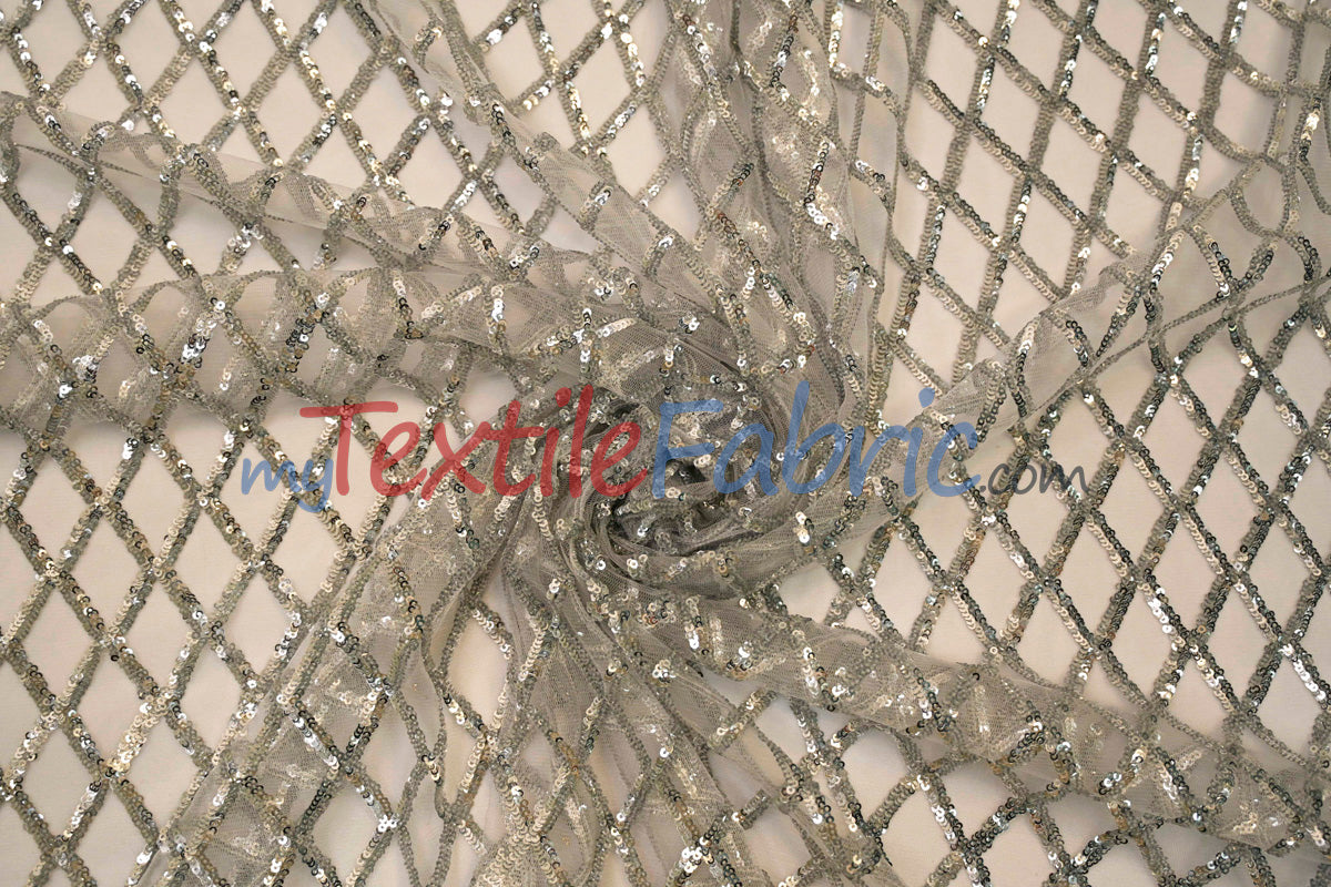 Luxury Glitz Sequins Lace Fabric | Bridal Lace Fabric | 54" Wide | Multiple Colors | Sequins Fabric by the Yard |