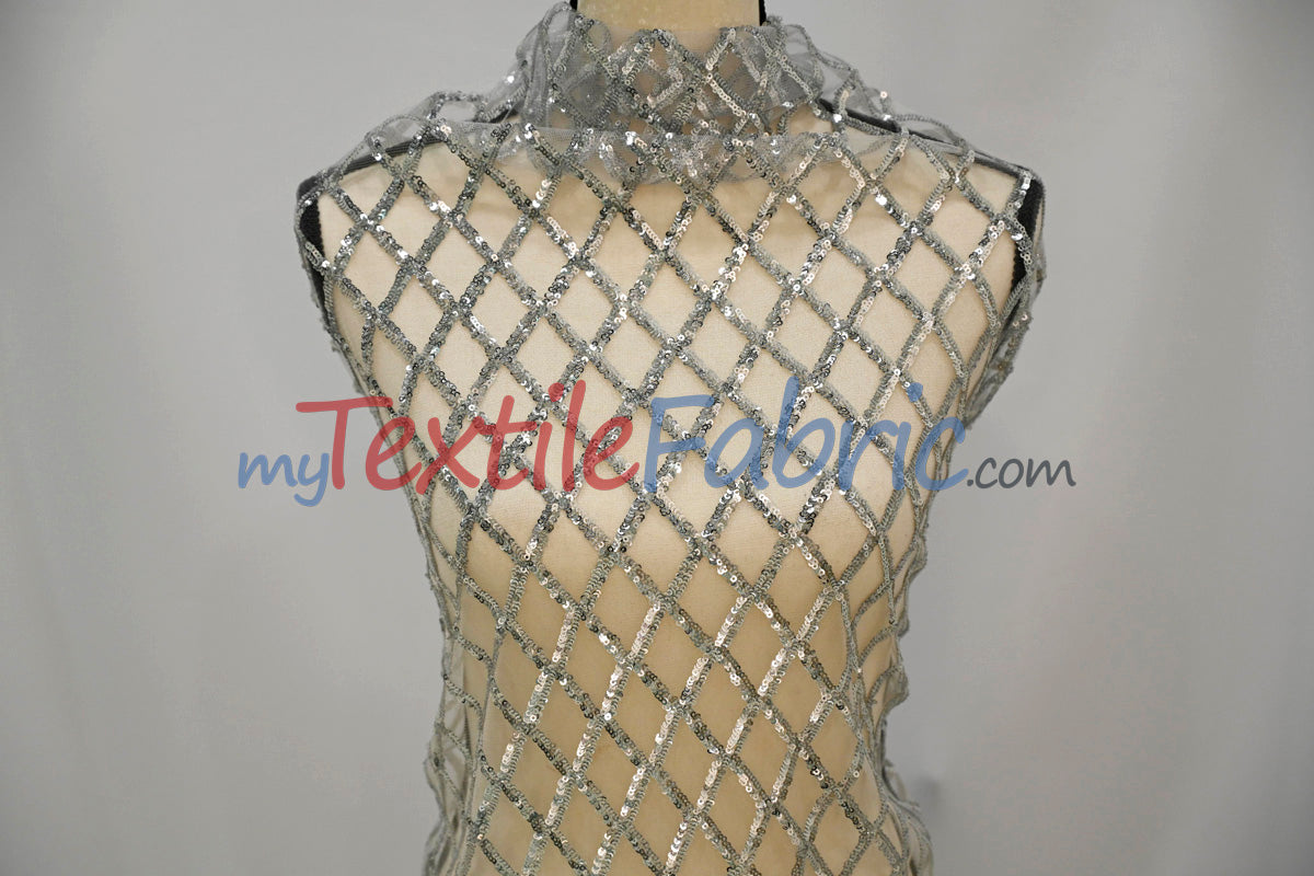 Luxury Glitz Sequins Lace Fabric | Bridal Lace Fabric | 54" Wide | Multiple Colors | Sequins Fabric by the Yard |