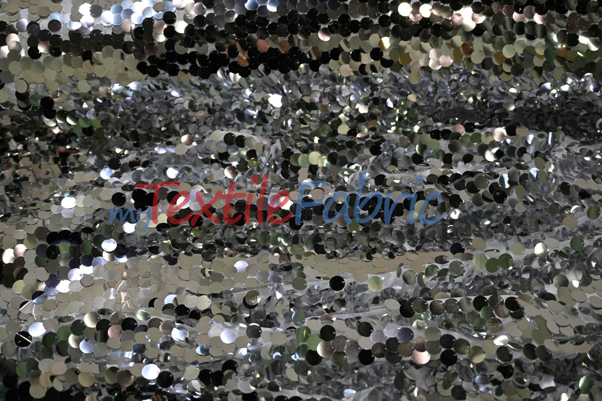 Fish Scale Paillette Sequins Fabric | 9mm Sequins Fabric | 52" Wide | Multiple Colors |