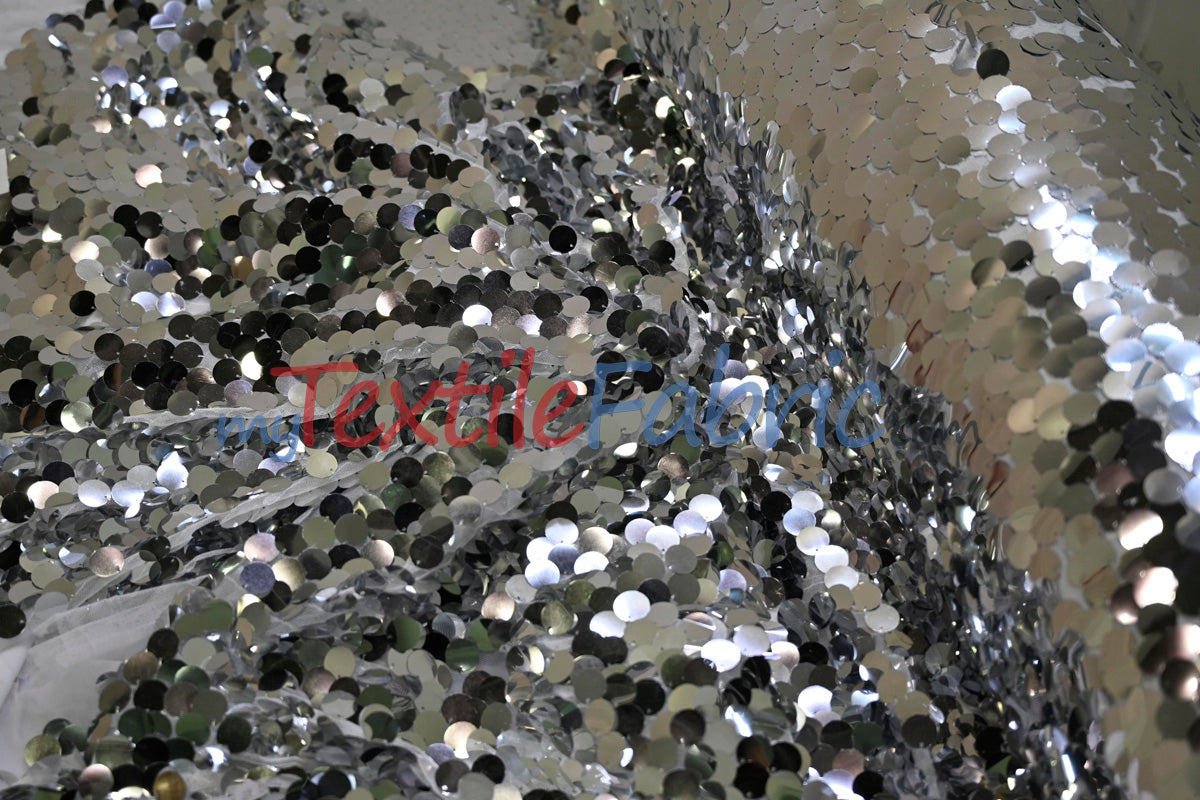 Fish Scale Paillette Sequins Fabric | 9mm Sequins Fabric | 52" Wide | Multiple Colors |