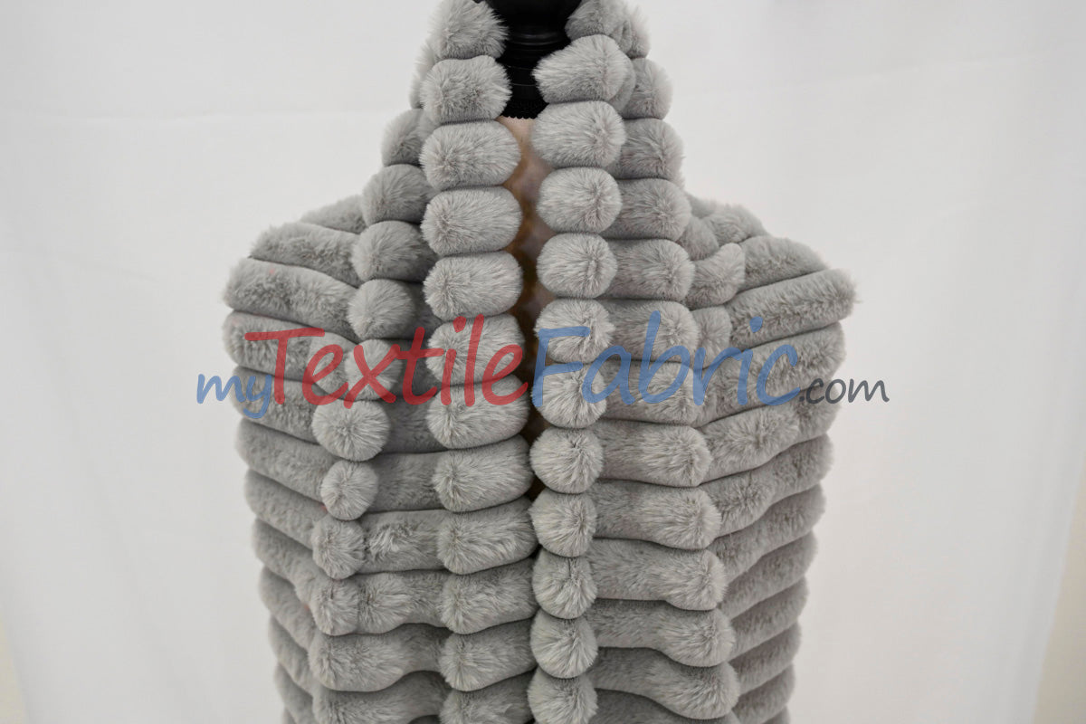 Striped Rabbit Fur Fabric by the Yard | Ultra-Soft Plush Faux Fur | 64/66” Wide | Available in Multiple Colors