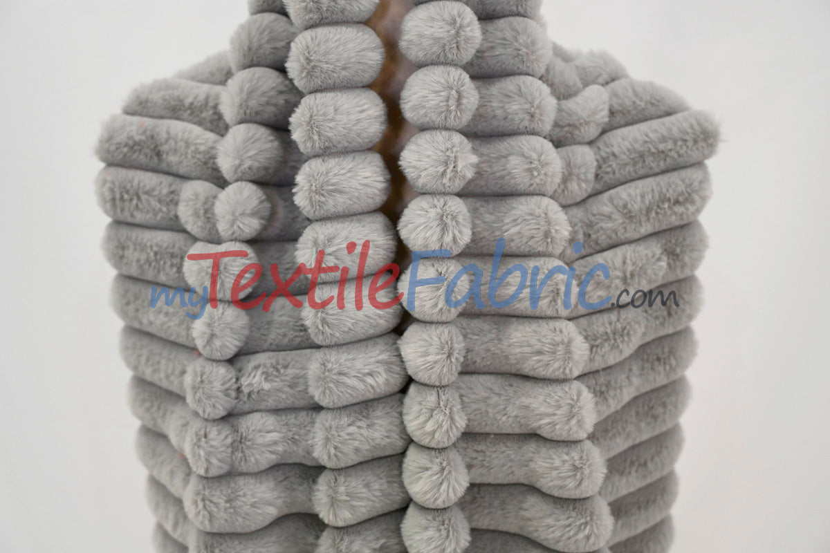 Striped Rabbit Fur Fabric by the Yard | Ultra-Soft Plush Faux Fur | 64/66” Wide | Available in Multiple Colors